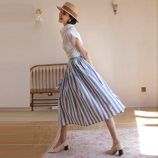 vertical striped hepburn skirt