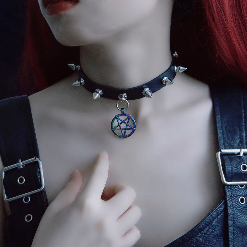 Strange Sugar - Gothic Lolita Cross Leather Choker