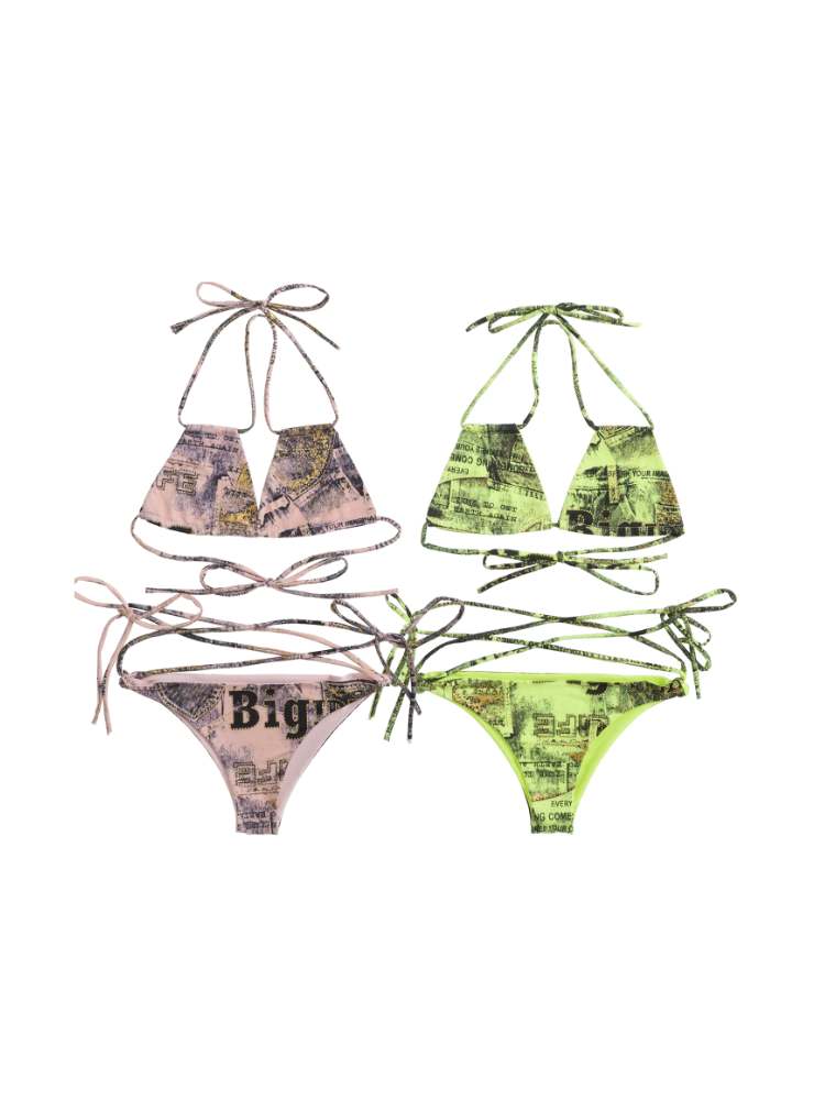 Hot Girl Denim Print Strap Bikini【s0000008567】