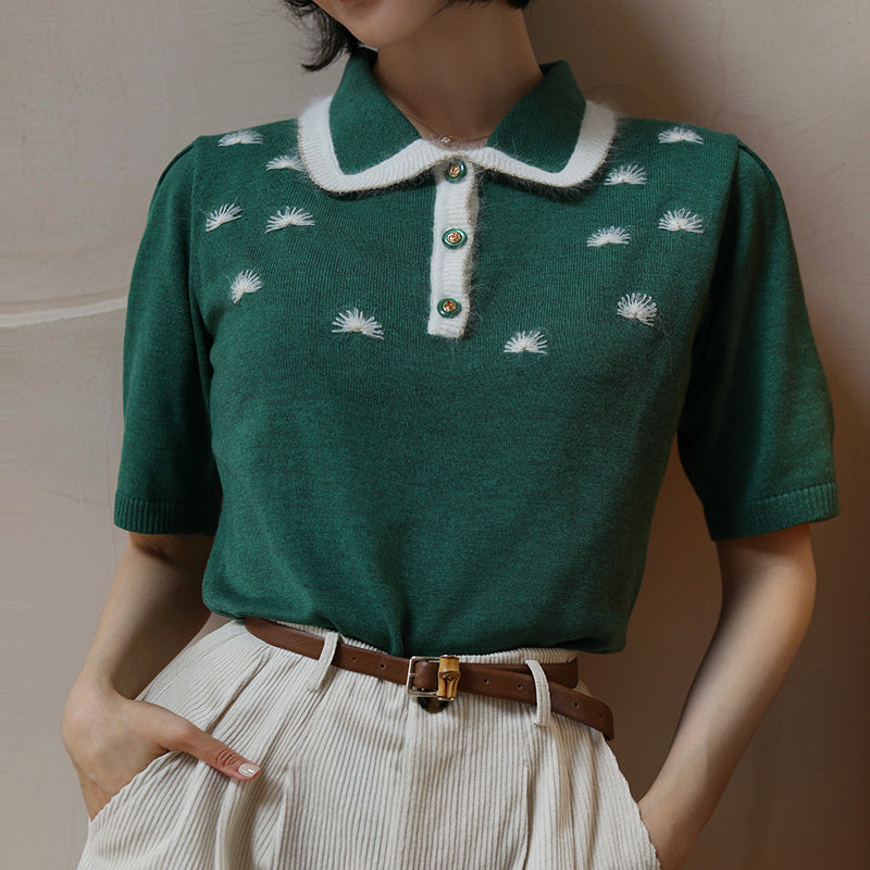 dark green polo knit