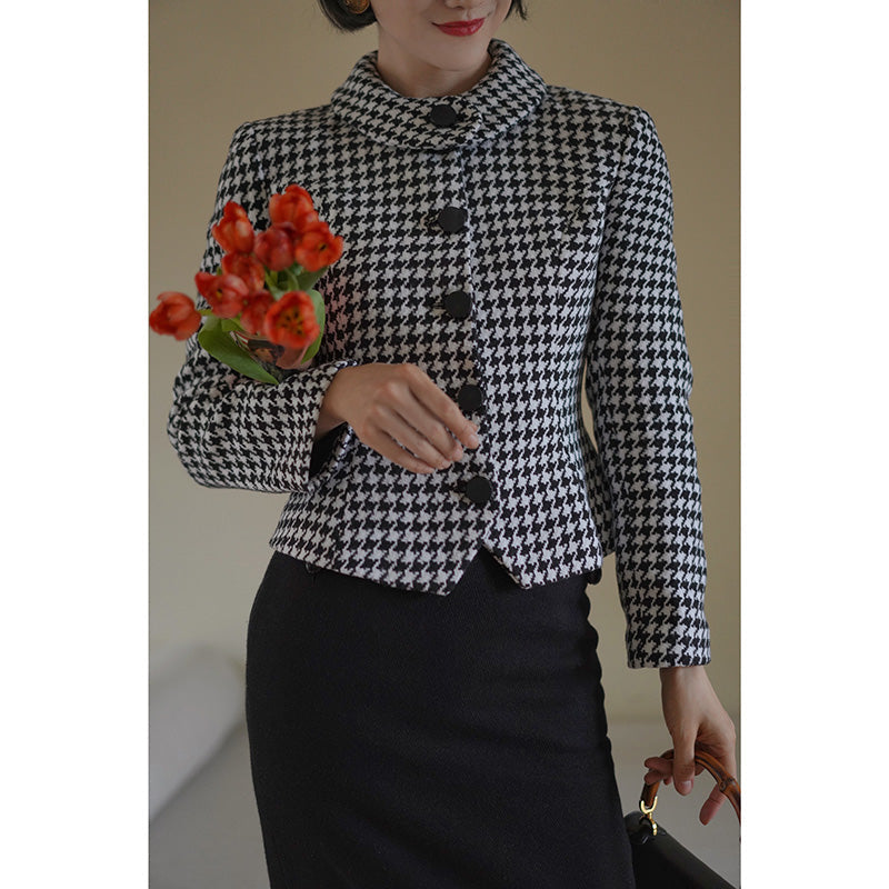 Houndstooth Retro Wool Jacket