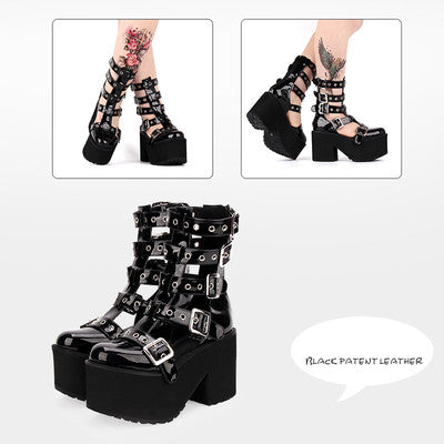 Angelic Imprint - Gothic Lolita Punk Platform Boots Sandals