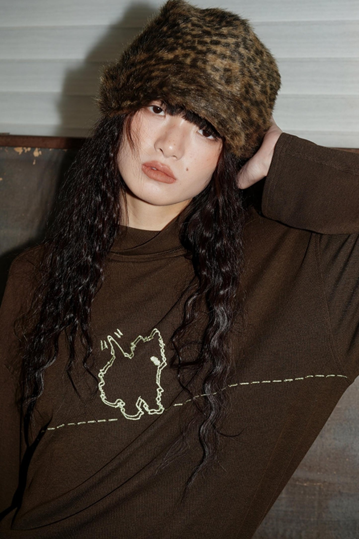 Casual Puppy Design Crewneck Top