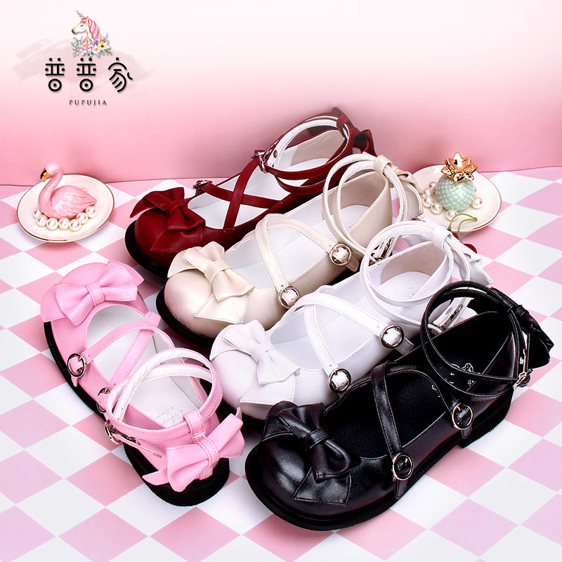 Angelic imprint - Sweet Lolita Bow Shoes, Low Heel, Round Toe