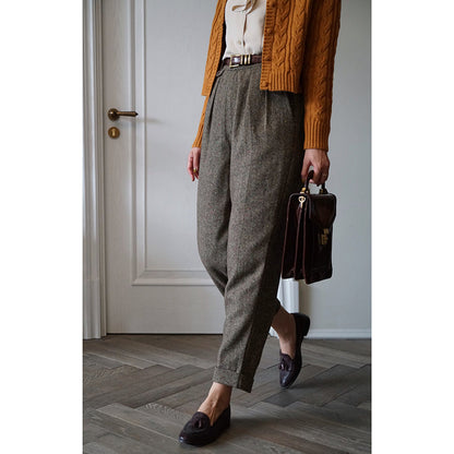 British lady's herringbone pants