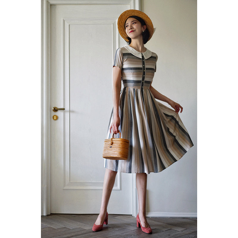 Literary Lady Vintage Striped Dress