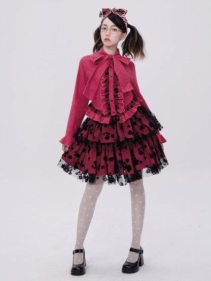 Showa Retro Sweet & Cute Bowknot Frilled Lolita Shirt【s0000003181】