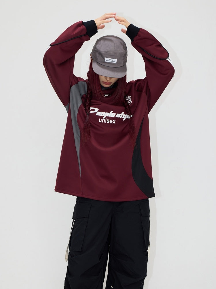 Football Contrast Color Splicing Embroidery Sweat【s0000004197】