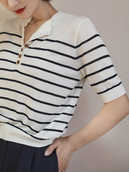 Dark indigo striped retro knit