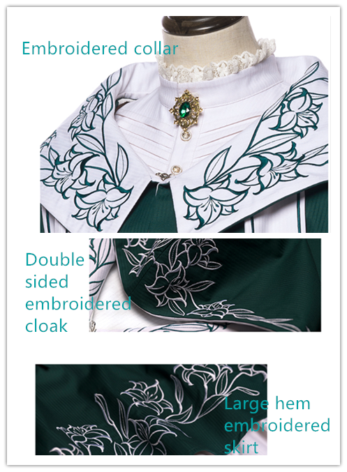 Youpairui - Lobnya - Gothic Nun Lolita Green OP Dress Set