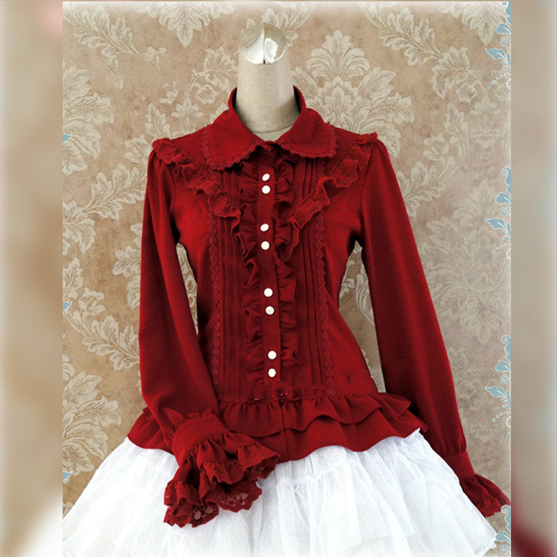 Strawberry Witch - Elegant Lace-Up Back Lolita Blouse