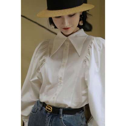 Pure white lady classical blouse