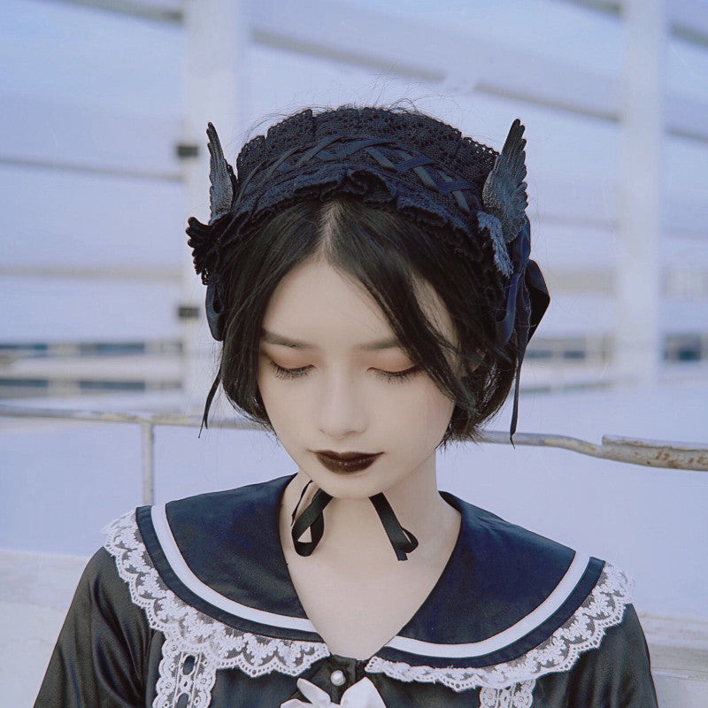 Strange Sugar - Black Wings Halloween Goth Lolita Hairband