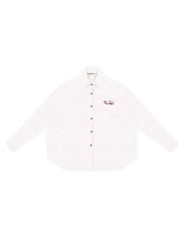 Heart Button Logo Embroidery Semi-Sheer Shirt【s0000007144】