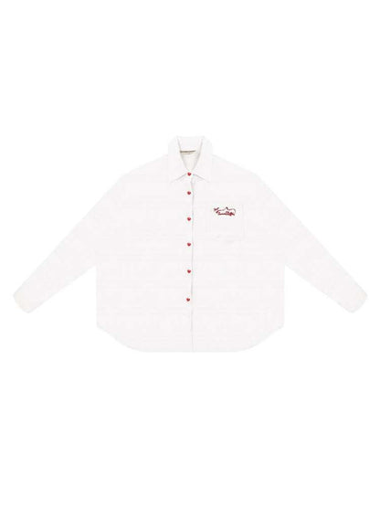 Heart Button Logo Embroidery Semi-Sheer Shirt【s0000007144】