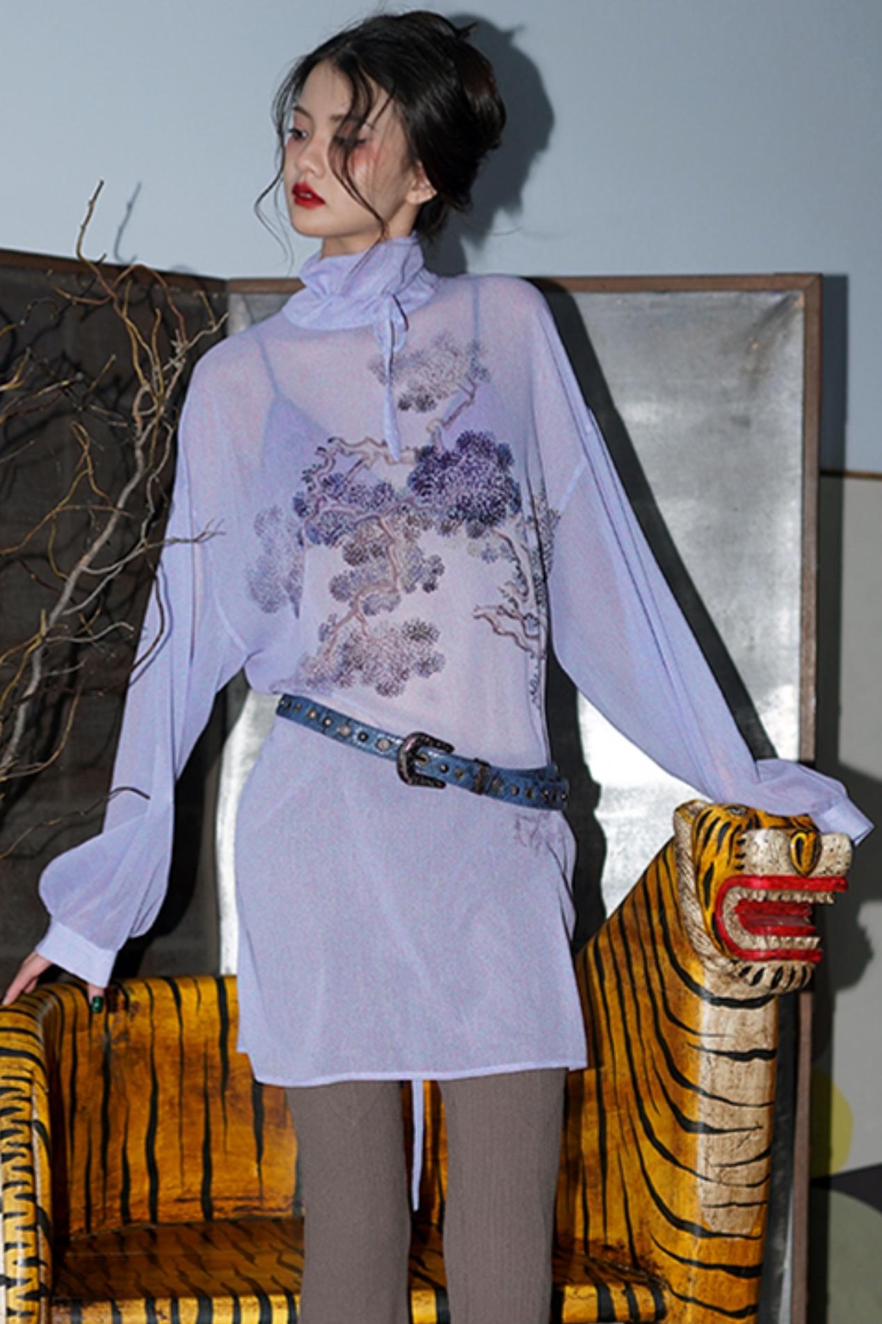 New Chinese Style Loose Chiffon Shirt