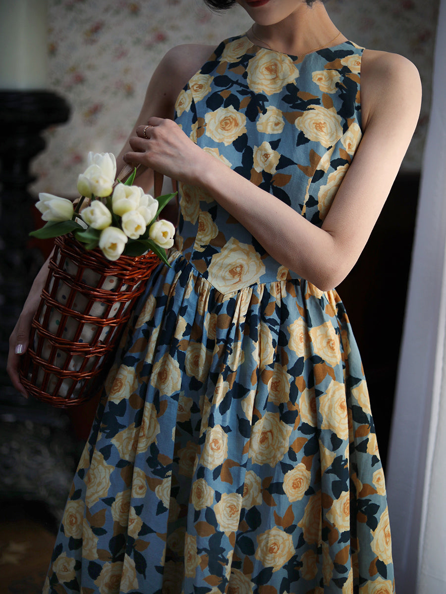 Rose flower crowd retro dress