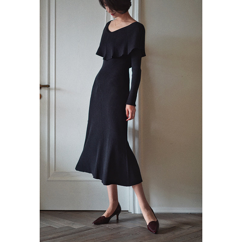 Lady's frill knit dress