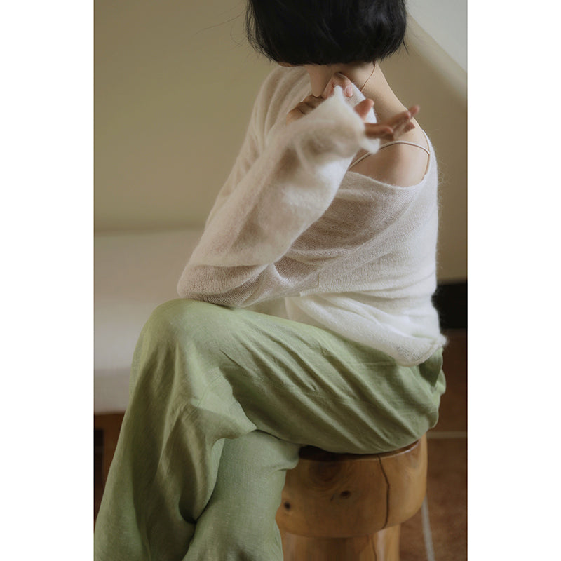 Ivory keyboard color mohair pullover