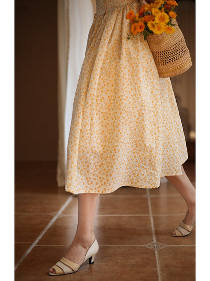 Wisteria yellow bouquet french retro skirt