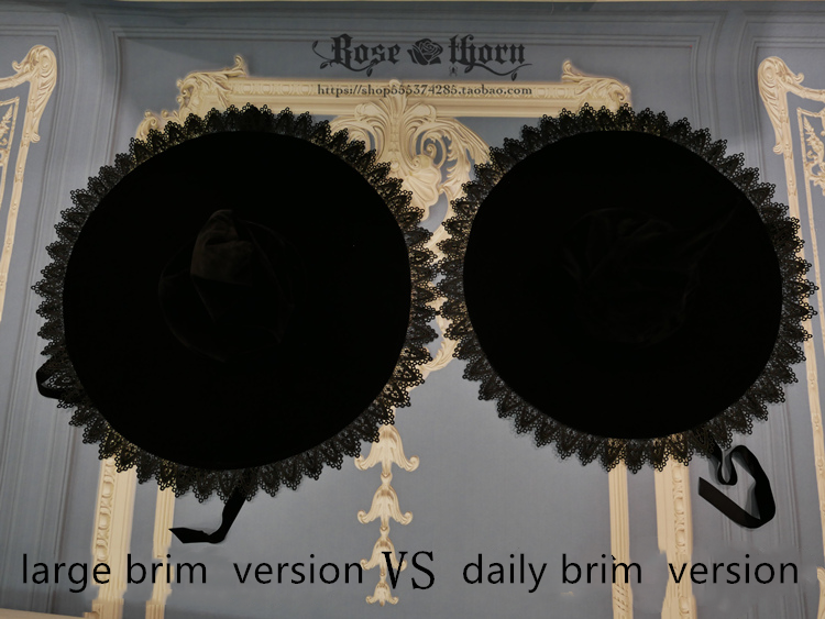 Rose Thorn - Black Wizard - Velvet Daily Lolita Hallowen Hat