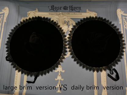 Rose Thorn - Black Wizard - Velvet Daily Lolita Hallowen Hat