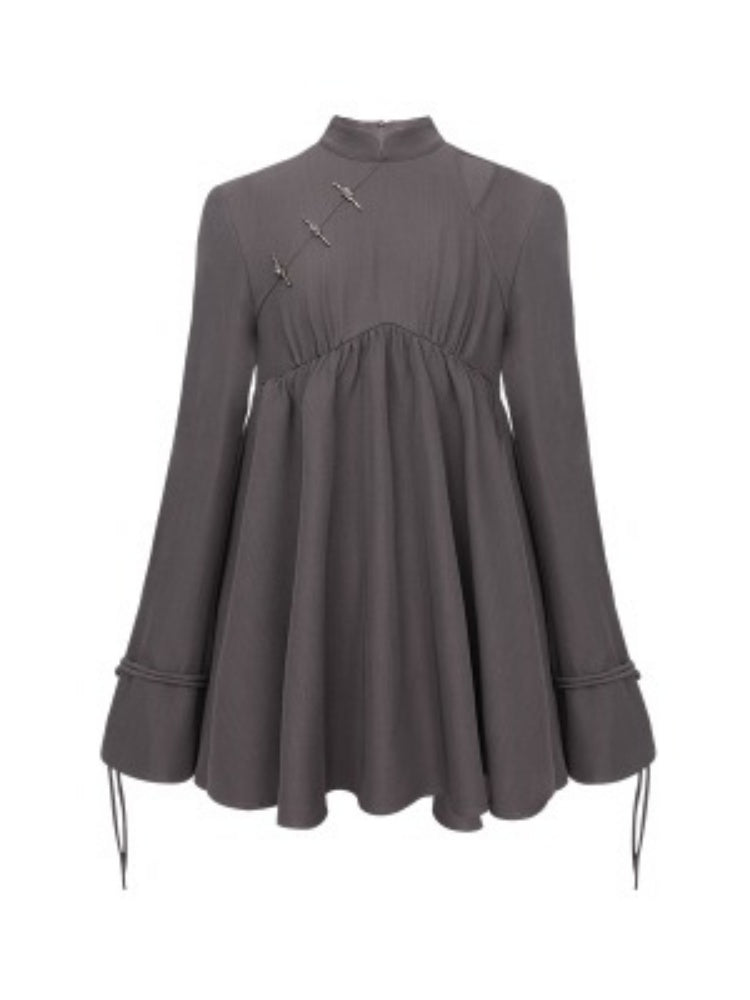 Mao Collar Switching Peplum Tops & Mermaid Skirt【s0000004393】