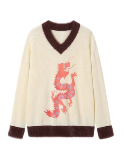 Loose Dragon Print Sweater【s0000005124】