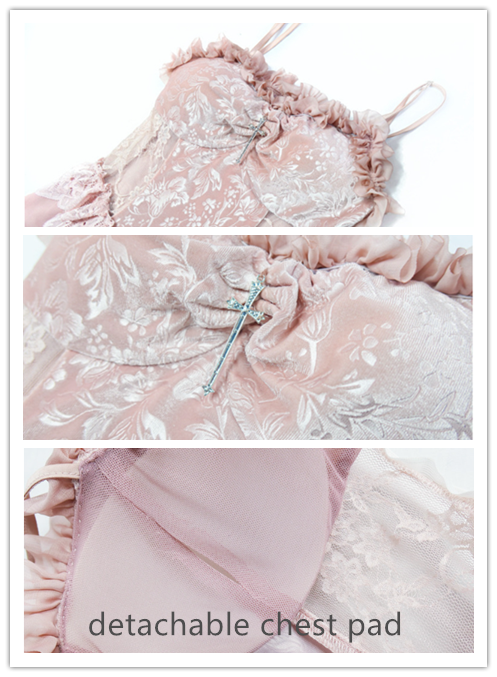 Blood Supply - Sakura Nightmare - Pink Gothic Velvet Drawstring Dress