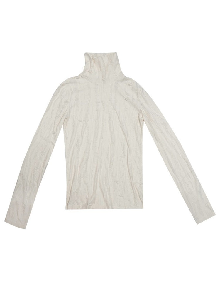 Ripped Turtleneck Long Sleeved Bottoming Shirt【s0000003882】