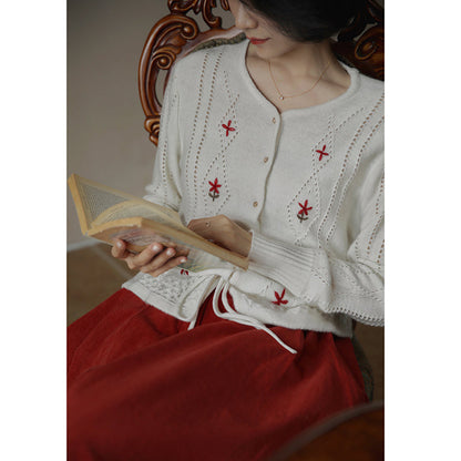 nordic girl embroidery cardigan