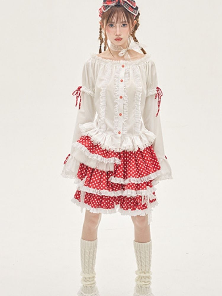 Ruffled Lace Blouse【s0000001876】