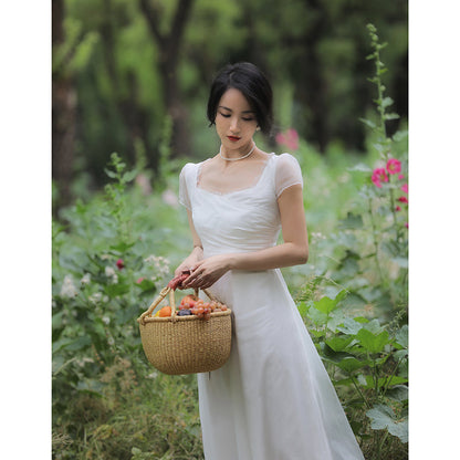 British lady's white vintage dress