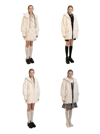 Embroidery Flower Lace Faux Fur Long Coat【s0000003855】