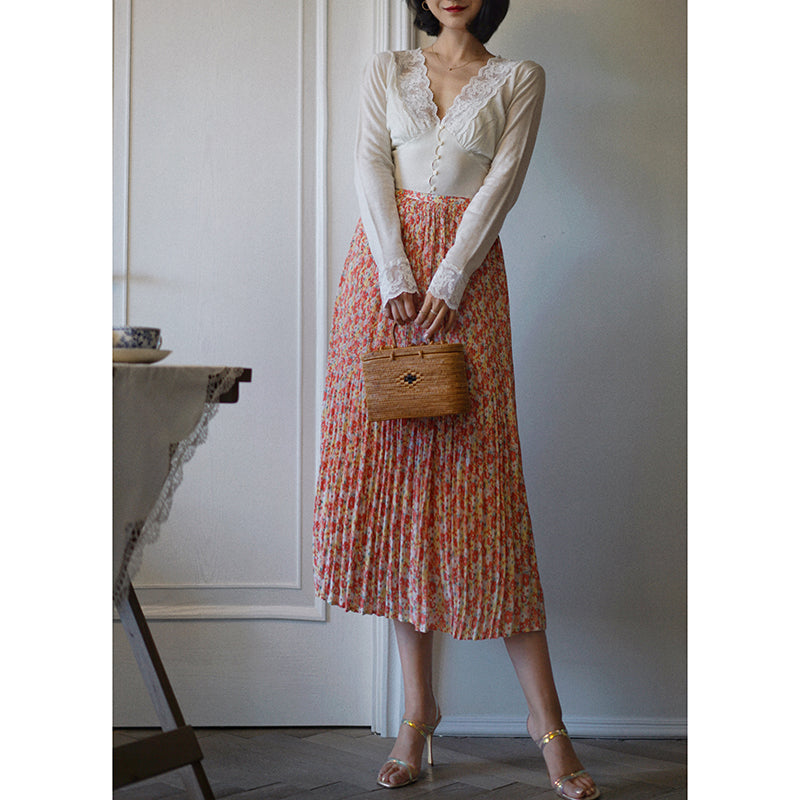 Secret garden pleated long skirt