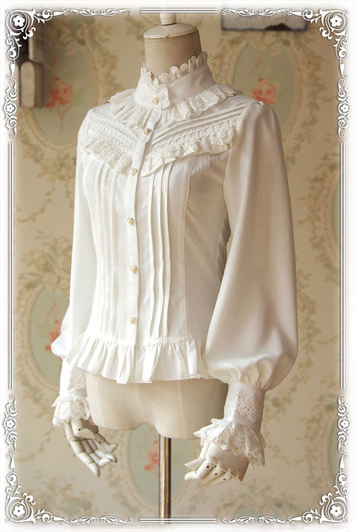 Infanta - Fragrance - Lace Ruffle Pin Tucks Classic Lolita Blouse