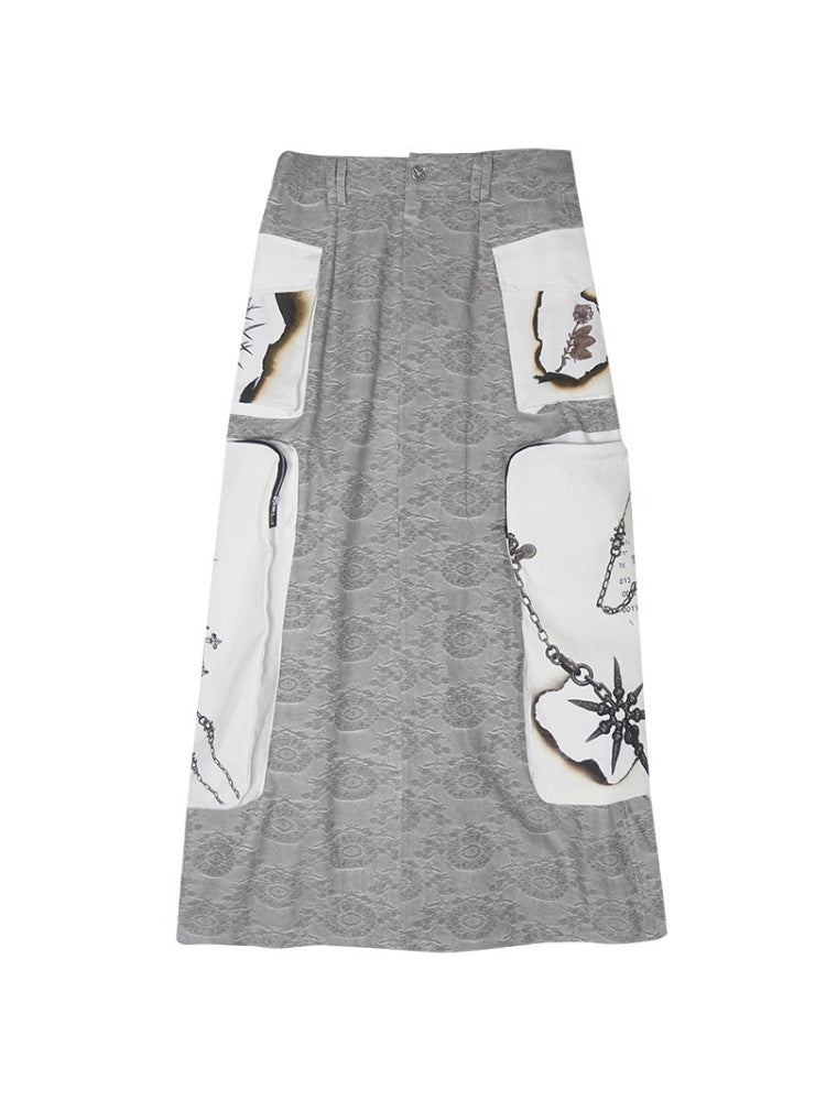 Jacquard Zipper Short Jacket ＆ Low Waist Long Skirt【s0000003885】