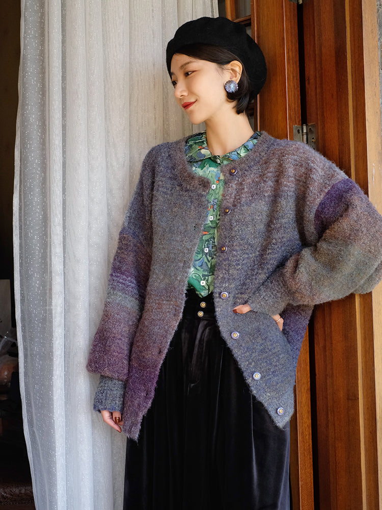 color gradation knit cardigan