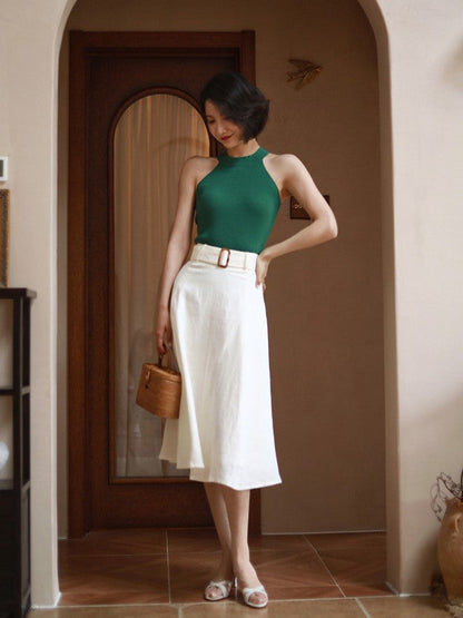 classical linen skirt