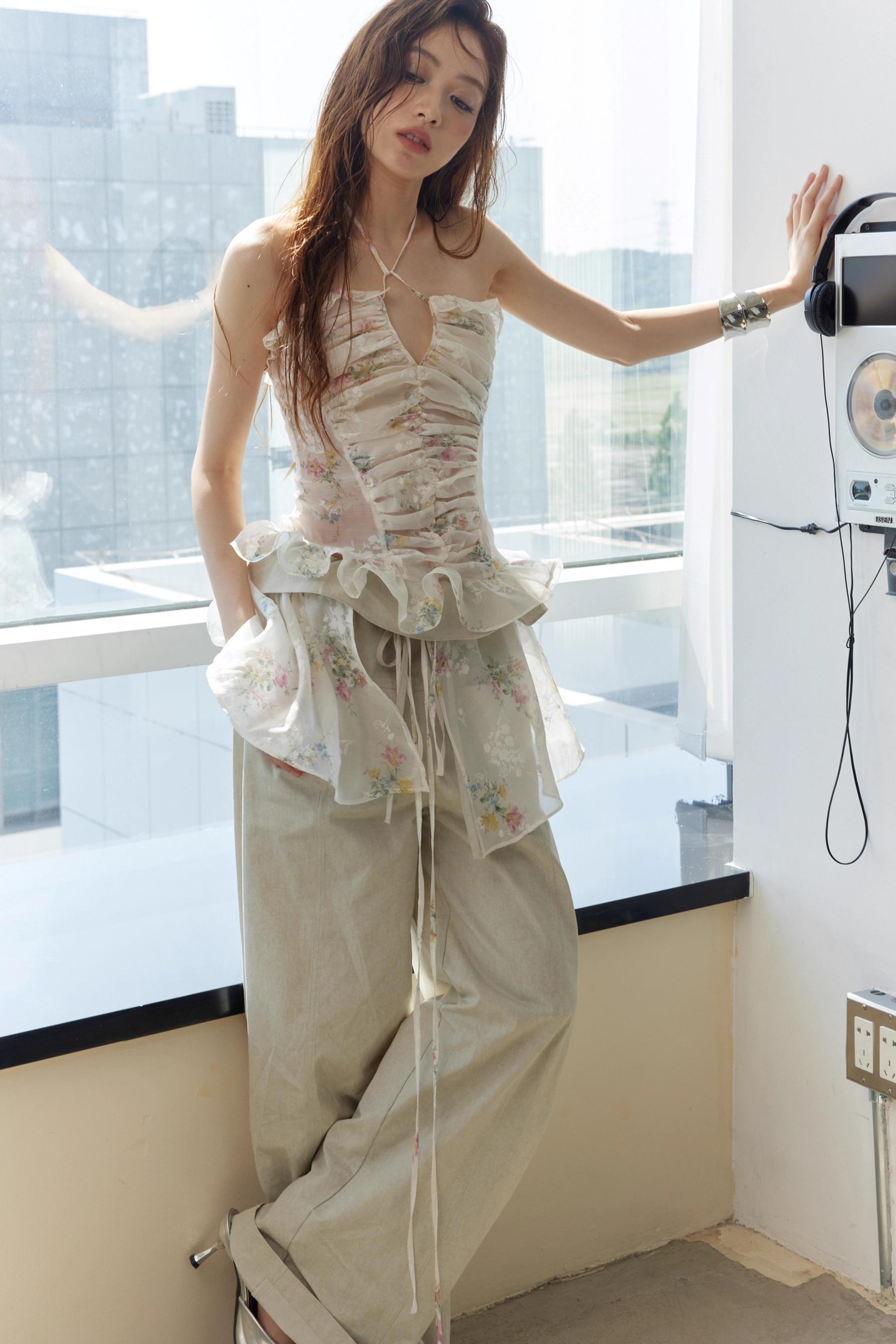 Vintage Floral Peplum Tank Top