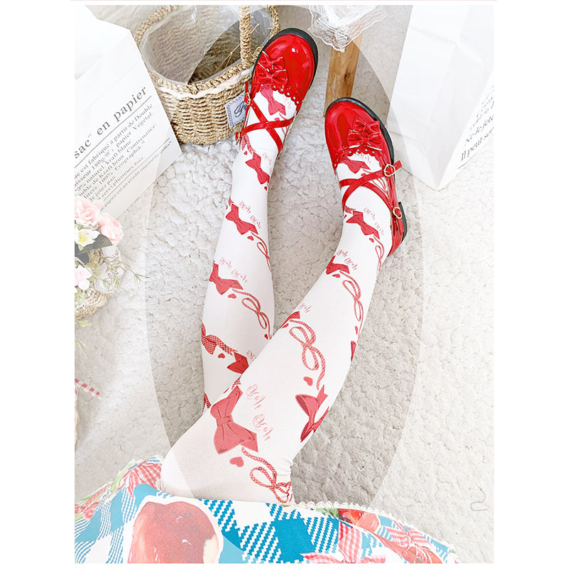 Roji roji - Sweet Bow Lolita Knee Stockings Multicolors