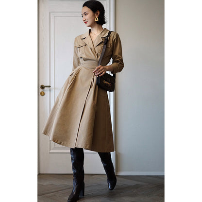 Western vintage khaki trench coat