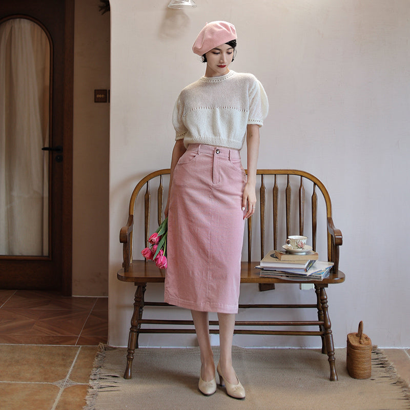 pink lady corduroy skirt