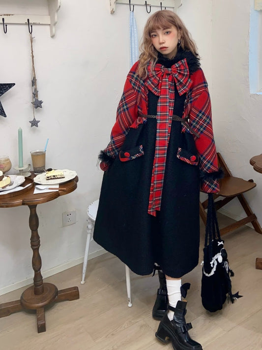 Retro Plaid Long Wool Coat【s0000004414】