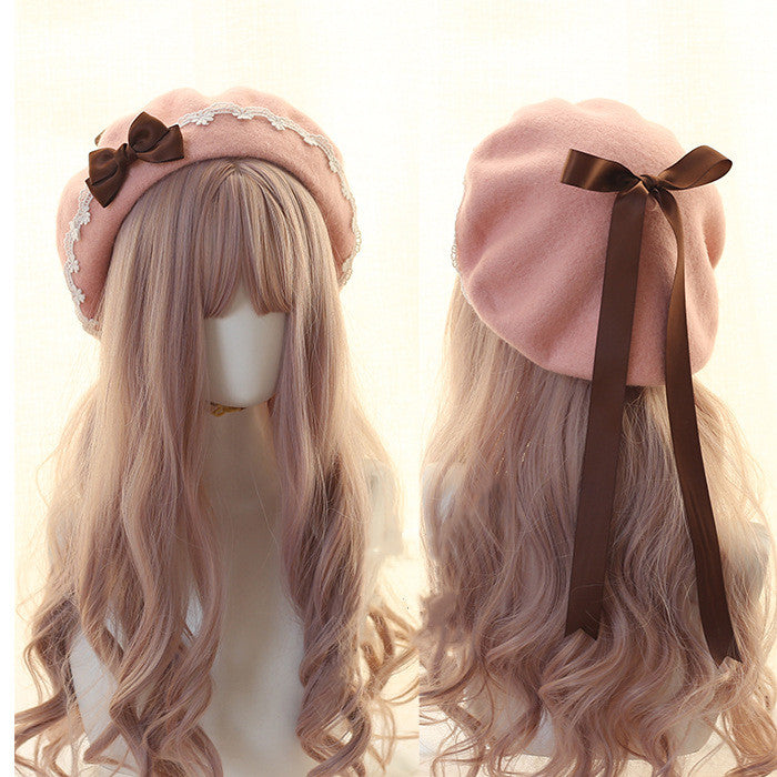 Xiaogui - Japanese Style Sweet Woolen Lolita Lace Beret