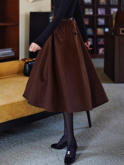 Dark Brown Lady Retro Umbrella Skirt