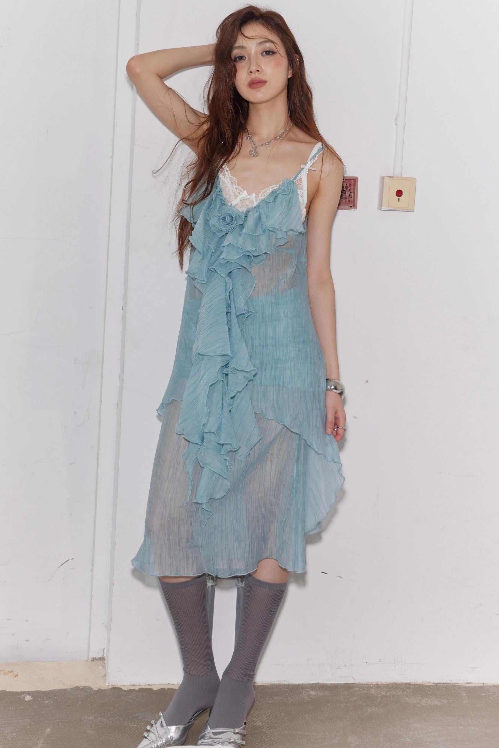 Green Ruffled Halter Skirt Set-Up