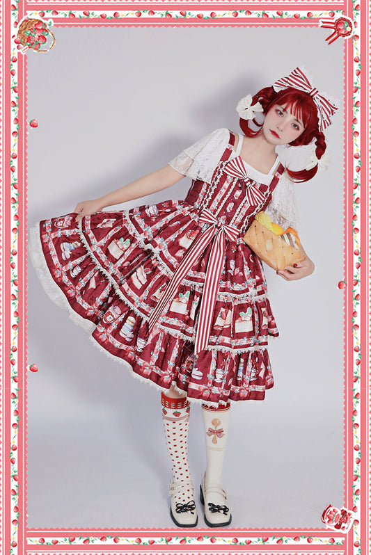 Infanta-Strawberry Tea - Tiered Ruffles Lolita JSK