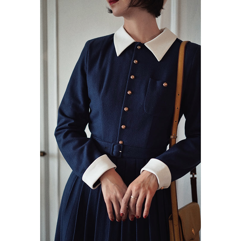 Navy blue classic dress