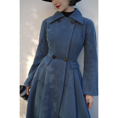 Gray Indigo Lady Classical Wool Coat